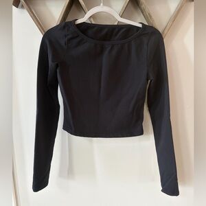 Oddli Black Long-Sleeve Crop Top Thick & soft organic cotton. Size small
